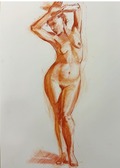 A crayon image of a naked human form 