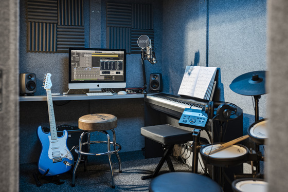 Inside the sound booth at the newly refurbished Leeds Music Library