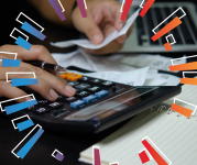 person using calculator