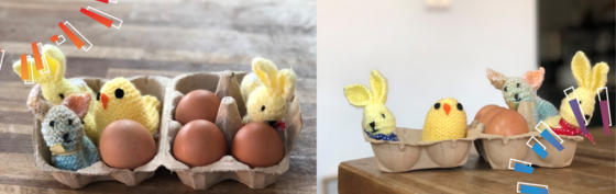Knitted easter chickens