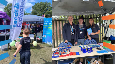 People stood under gazebo with a stall