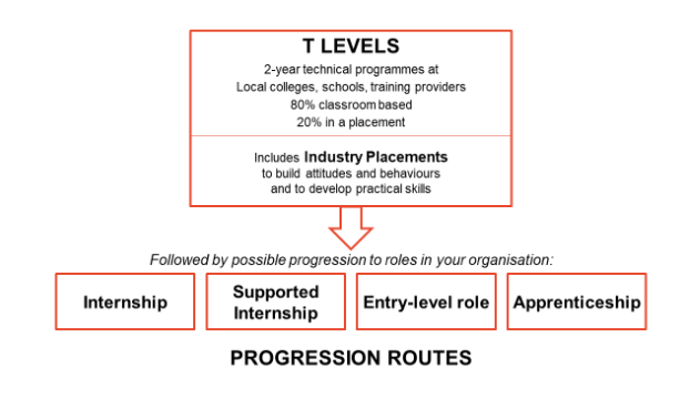 T Level students can progress to an internship, entry-level role or apprenticeship within the same organisation