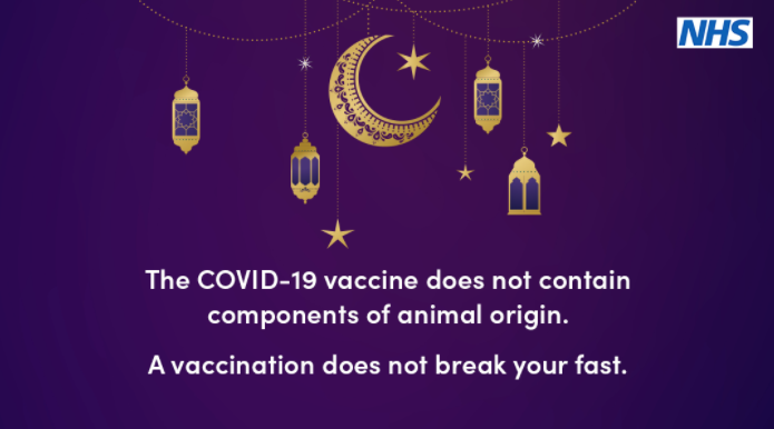 The COVID-19 vaccine does not contain components of animal origin. A vaccination does not break your fast.