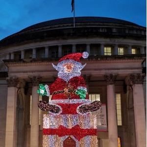 Santa decoration outside Central Library
