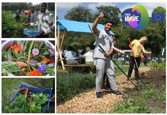 Food Wave promo photos of young people in a sunny allotment
