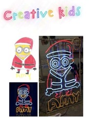 Drawings and led light displays of santa