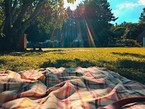 Picnic mat in park with sunshine