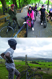 Young people cycling