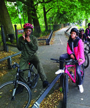 Young people cycling