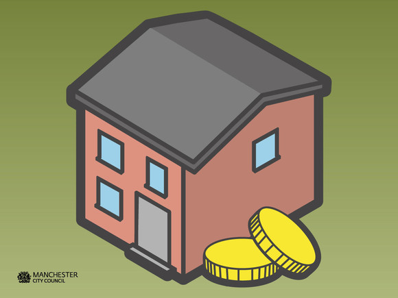 Image of a house with coins next to it.