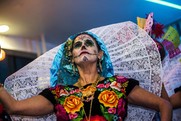 Lady in Day of the Dead dress and make up
