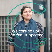 Carers Manchester poster showing female carer