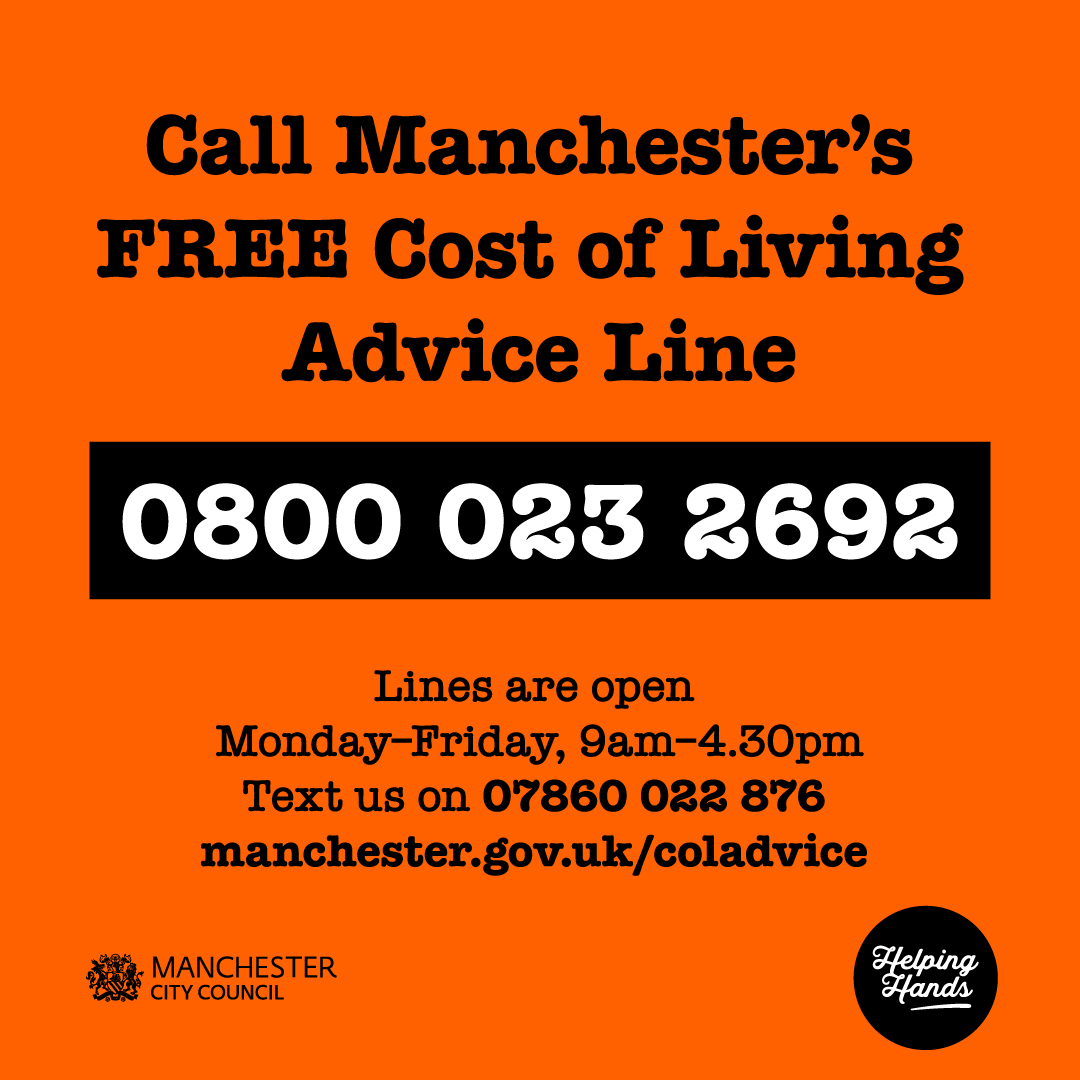 Cost of living helpline image with telephone number 0800 023 2692