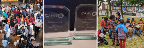 A collage of the Caribbean and African Health Network Gala Awards and public engagement