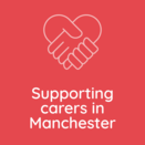 Support carers in Manchester - red poster