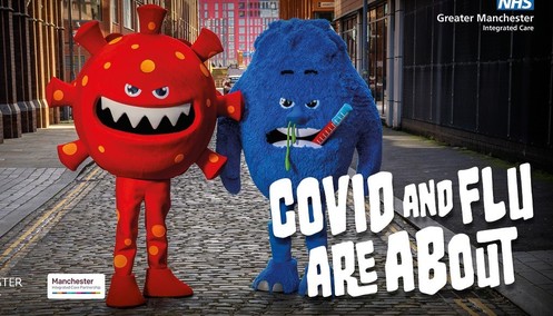 'Covid and flu are about' campaign poster