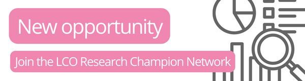 LCO research champion network in pink text on a decorative background