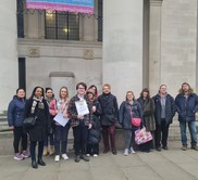Group of people outside Manchester Central Library