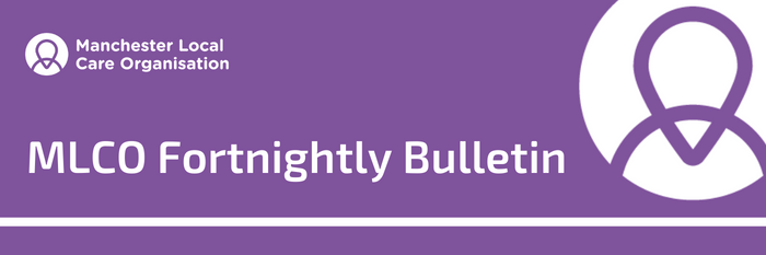 MLCO fortnightly staff bulletin it white text on a purple decorative background
