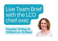 Team brief in blue text on a decorative white background