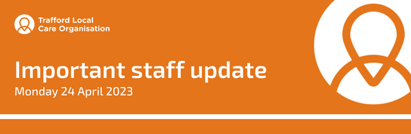 TLCO important staff update in white text on a decorative orange background