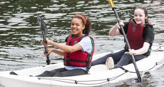 Two girls in kayak