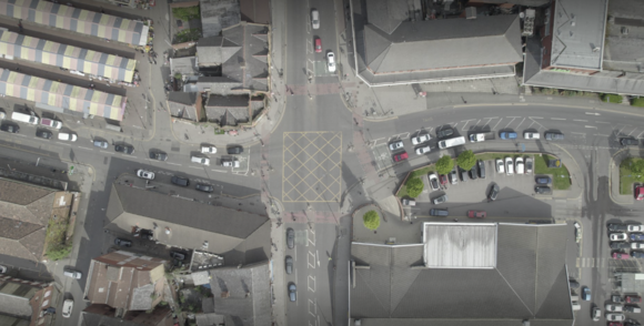 Aerial picture of the Stockport Road junction.