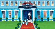 The 100 story hotel, a large hotel with colourful characters in each window and a Polar bear concierge at the entrance