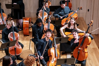 Young people in an orchestra