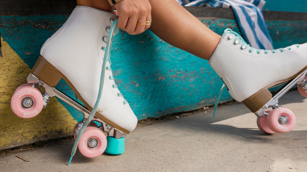 A woman's feet in roller skates