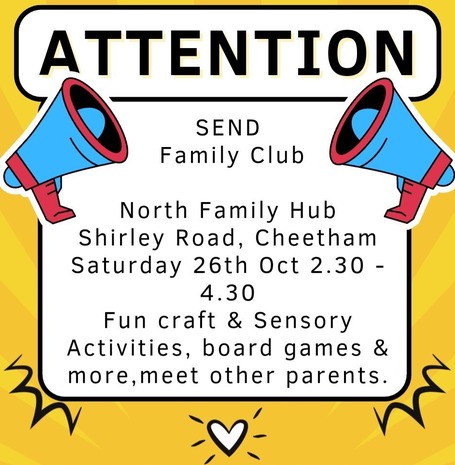 Poster for family SEND club event