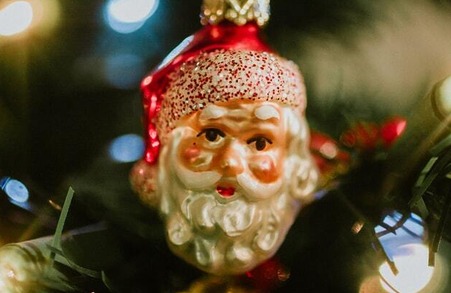 Father Christmas bauble on a Christmas tree