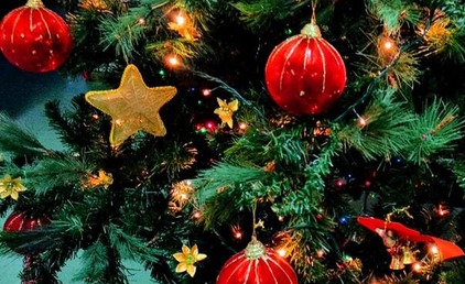 Christmas tree with red baubles