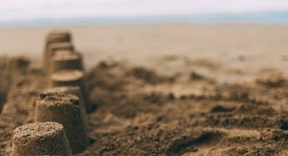 Sandcastles on a beach
