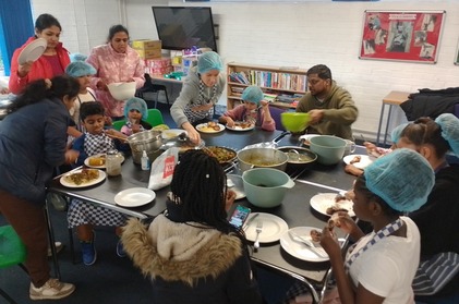 Families eating together