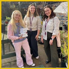 Georgie and Emily at the Booth Centre with Lola Bianchi