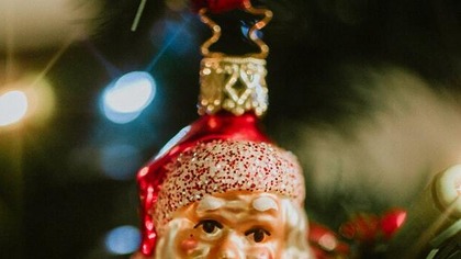 Father Christmas bauble on a tree
