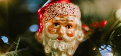Father Christmas bauble on a tree