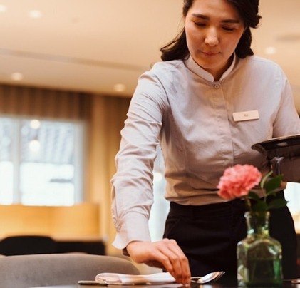 Young person doing some restaurant work