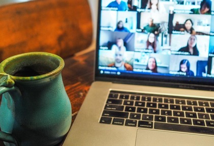 Zoom meeting with a cup of coffee 