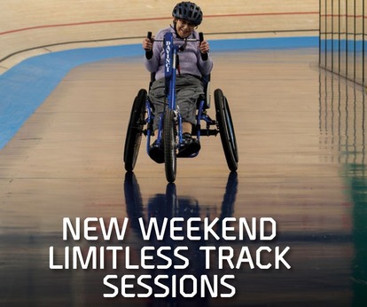 Young disabled cyclist on track