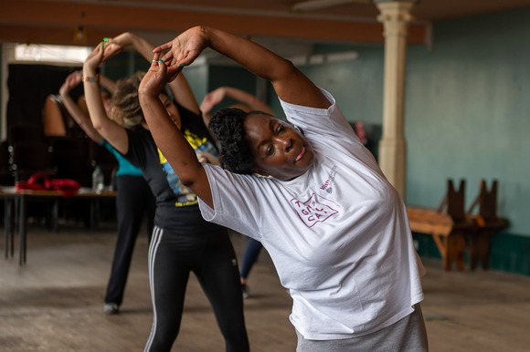 Women exercising in studio