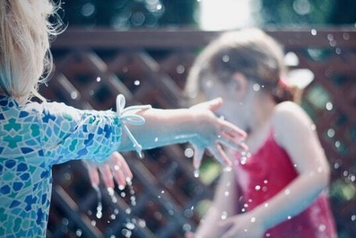 Girls playing in water