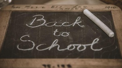 Back to school written on a blackboard