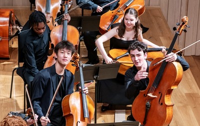 Students in an orchestra