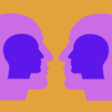 Two heads looking at each other