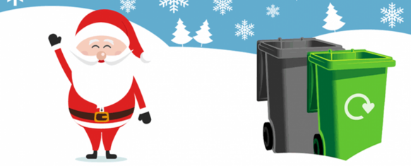 Father Christmas with bins