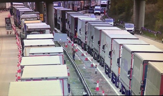Operation Brock - lorries queuing on the M20