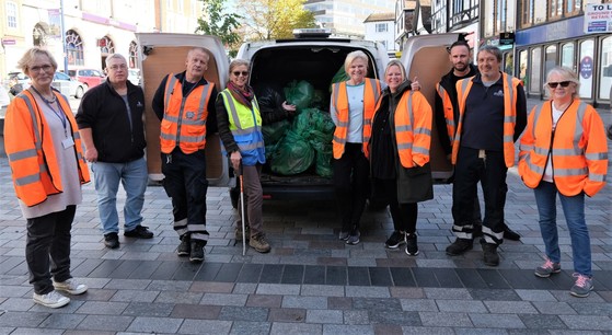 Clean up Maidstone Team in front of van full of rubbish bags