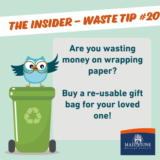Waste tip- are you wasting money on wrapping paper? buy a reusable gift bag for your loved one instead! 